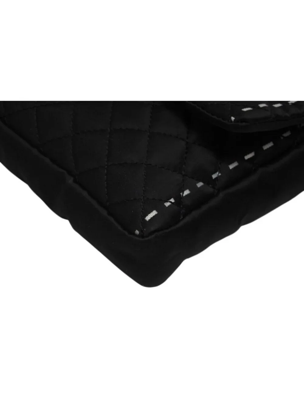Chanel Quilted Jumbo CC Logo Chain Shoulder Bag Single Flap Black White Silver
